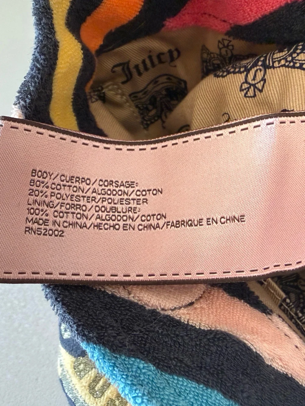 Juicy Couture Bag Terry Cotton Multicolor Striped Shoulder Beach Travel Small